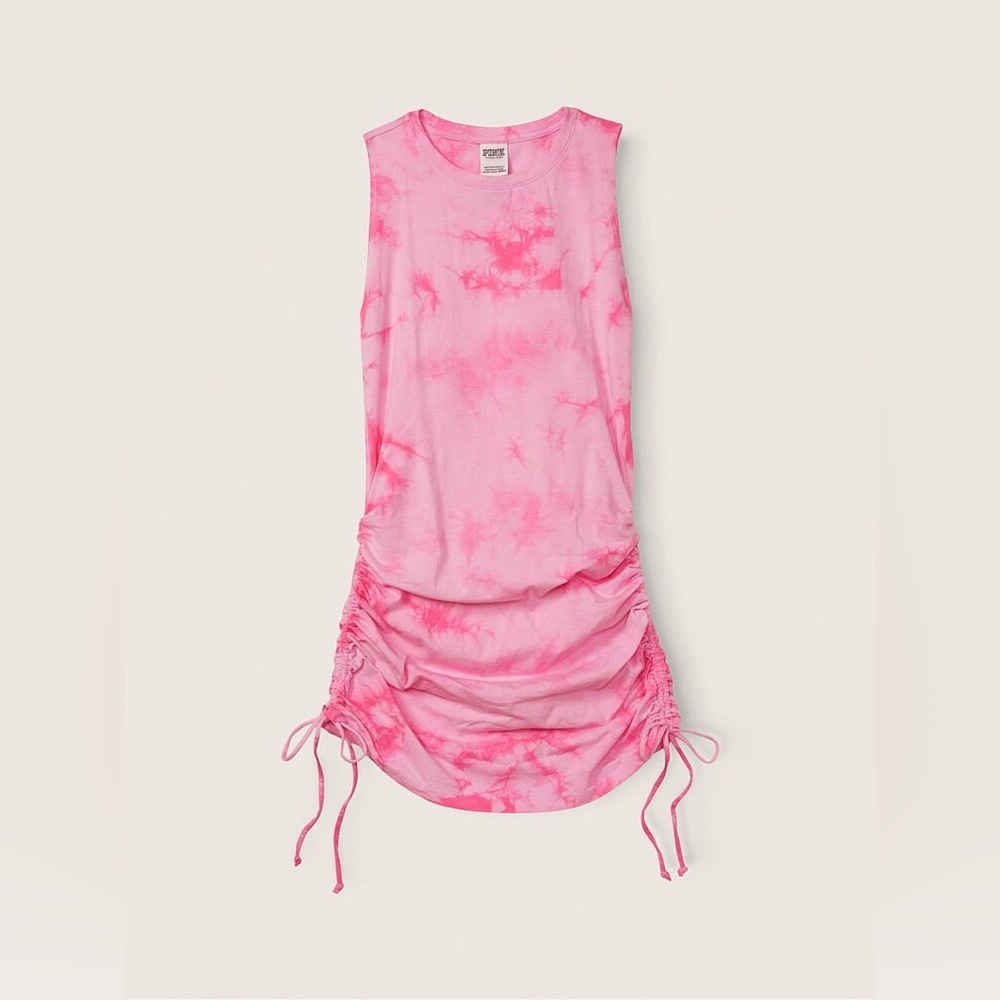 Victoria secret pink tie dye ruched sleeveless dress XS bnwt